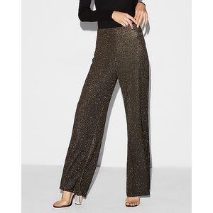 NWT {EXPRESS} Metallic Pleated Knit Wide Leg Pants
